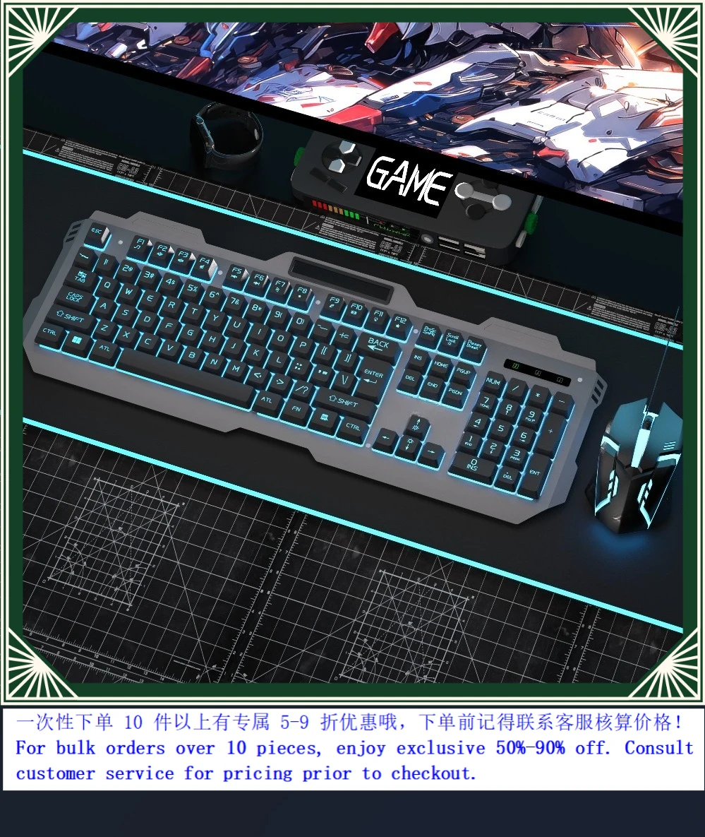 Backlit USB Gaming Keyboard Mouse Combo Mechanical Feel E-Sport Kit For Desktop Laptop Computer (008)