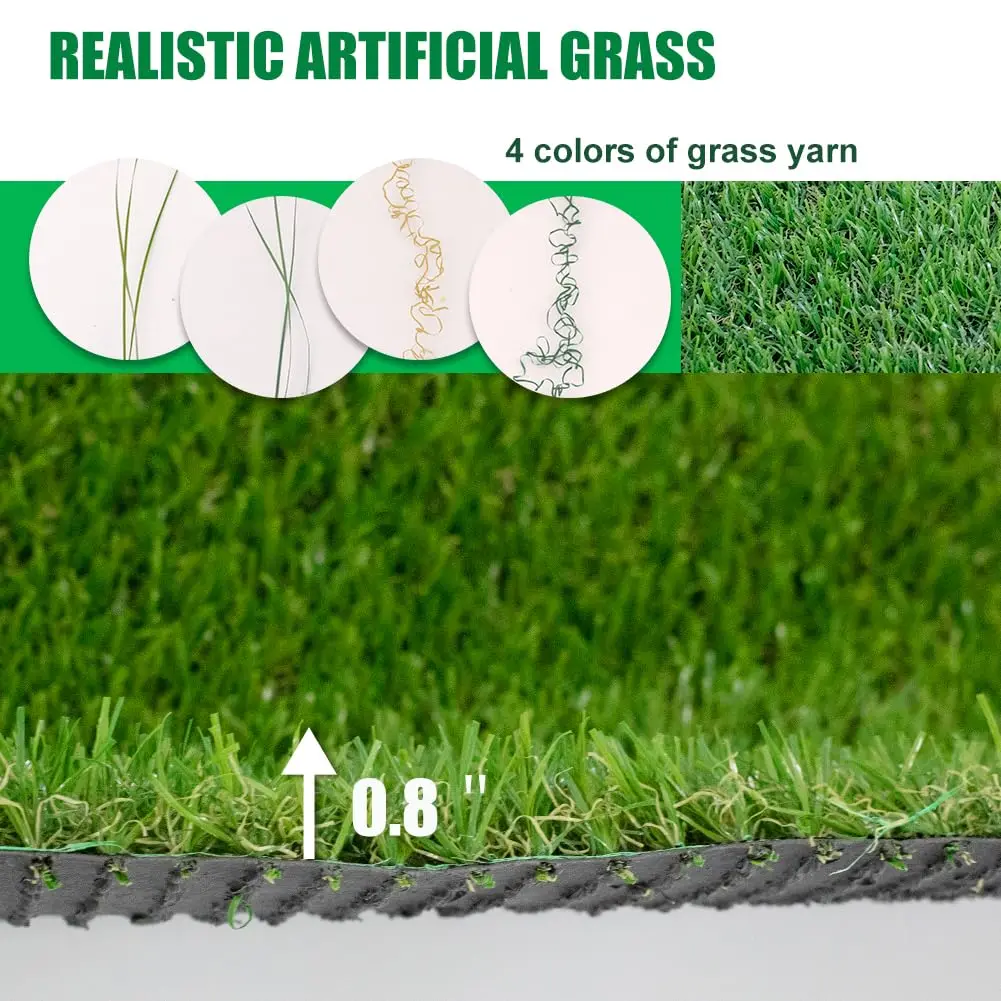 Fake Grass Artificial Turf Rug, 5 FT x 8 FT (40 Square FT) PET Grow Grass Outdoor Realistic Garden Lawn Landse Patio