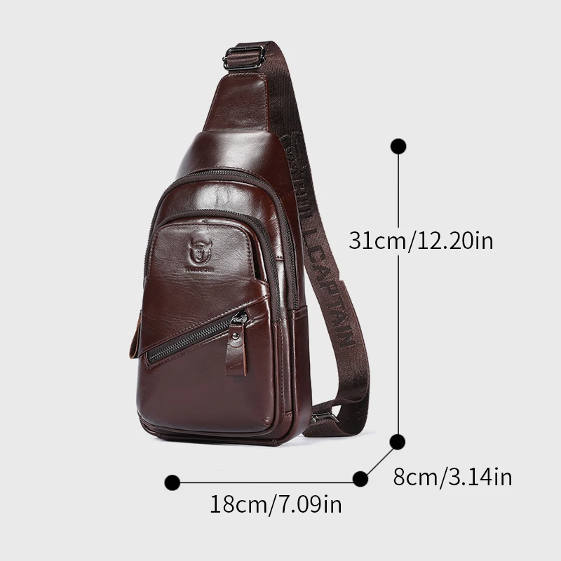 Men's Genuine Leather Single-shoulder Messenger Chest Bag Soft Top Layer Cowhide Retro Double-layer Card Charging Pocket