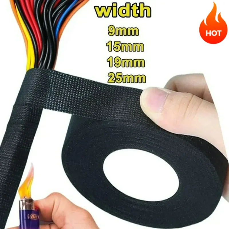 Elektrische Tape Auto Bedrading Doek Stof Tape 9mm/15mm/19mm/25mm Plakband hittebestendig Auto Harnas Kabel Organizer