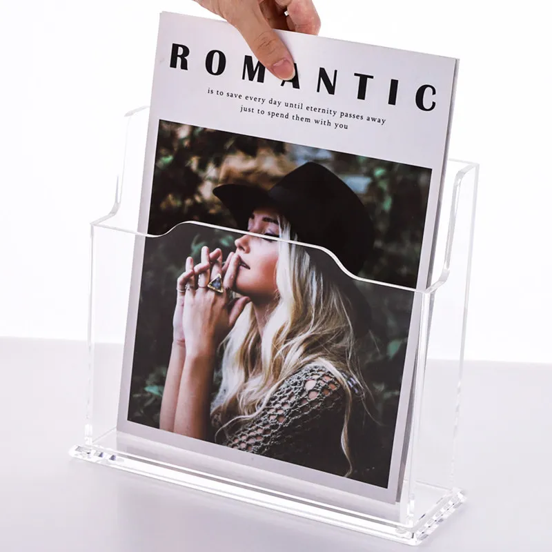 A4 Clear Brochure Holder Multi-purpose Desktop Literature Display Rack Countertop Pamphlet Stand for Exhibition Flyer Organizer