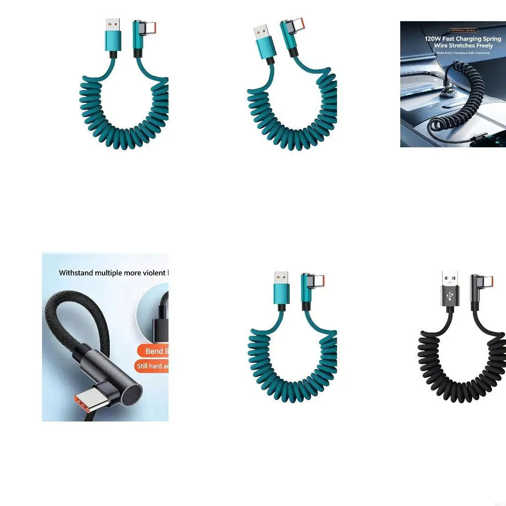 Q6PA 90 Degree Angled Type C Cable 120W Fast 6A For Multiple Type C Devices Charging Cord