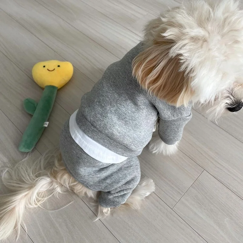 Warm Soft Dog Jumpsuits Fashion Dog Clothes Leisure Puppy Hoodies Cute Solid Cat Pajamas Pet Sweatshirts Chihuahua Dog Costumes