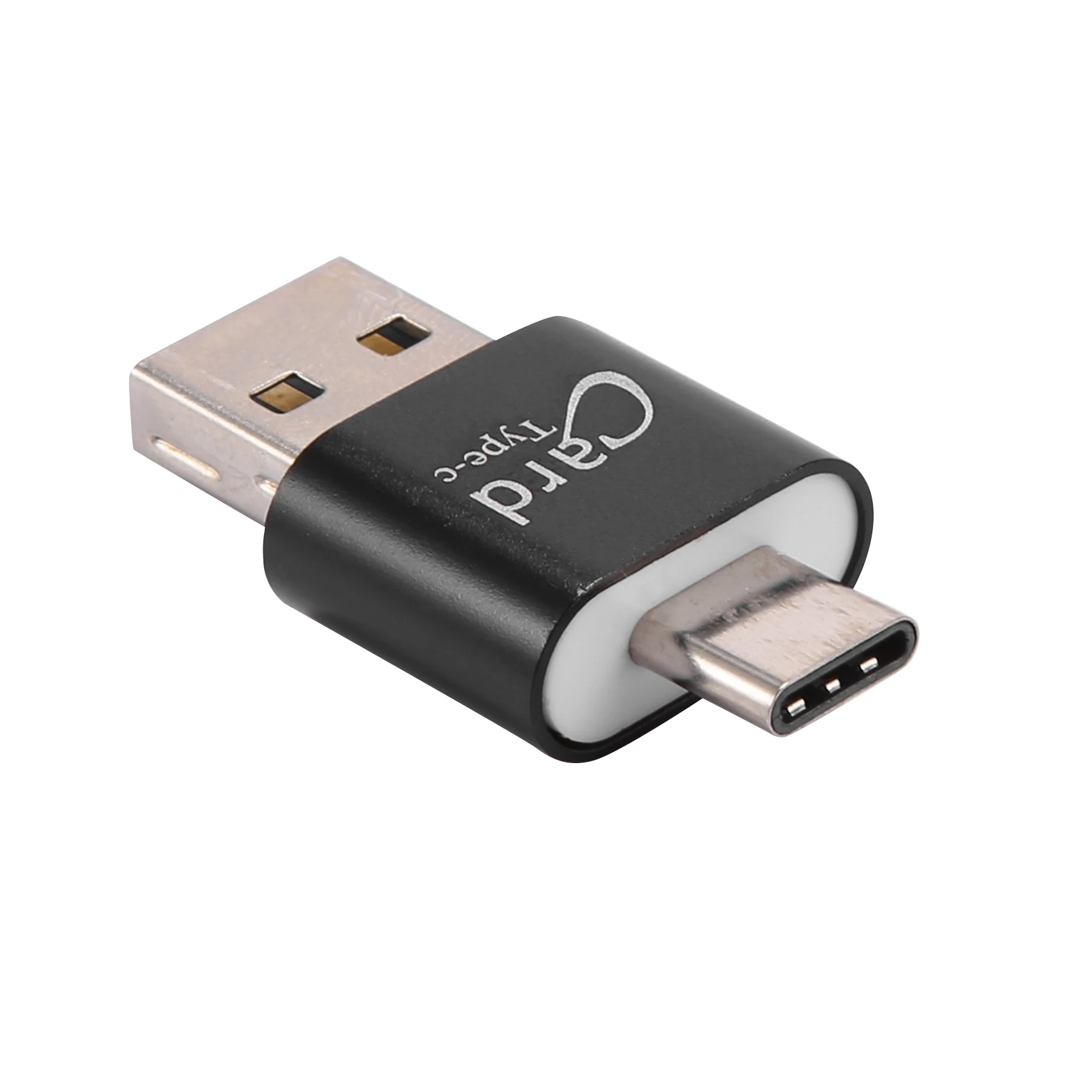 Pembaca kartu USB aluminium tipe C, OTG micro-sd/TF pembaca kartu memori eksternal Adapter untuk ponsel komputer (hitam)