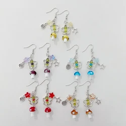 Flower mushroom pendant earrings coquettish girl jewelry