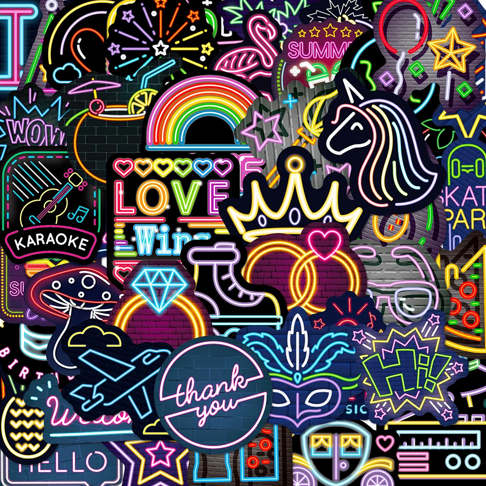 10/30/50 Stück Coole Gemischte Neonlicht-Graffiti-Aufkleber Ästhetische Cartoon-Sticker DIY Gitarren- und Gepäckdekoration Wasserfeste Aufkleber