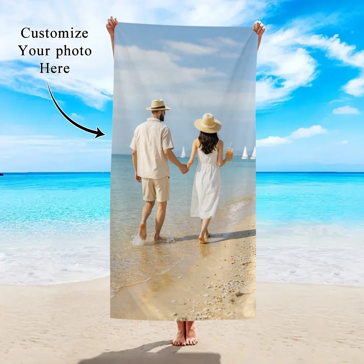 1pc Customized  towels for  personalized  wedding photos, family  and parent-child