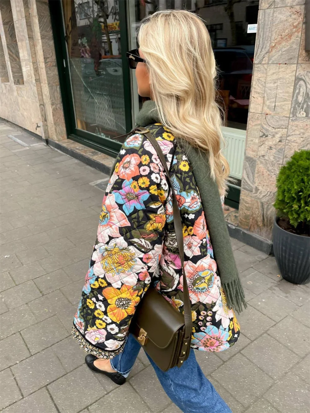 Cappotto impiombato con stampa floreale Vintage da donna autunno inverno moda manica lunga spessa giacca di cotone caldo elegante capispalla da donna