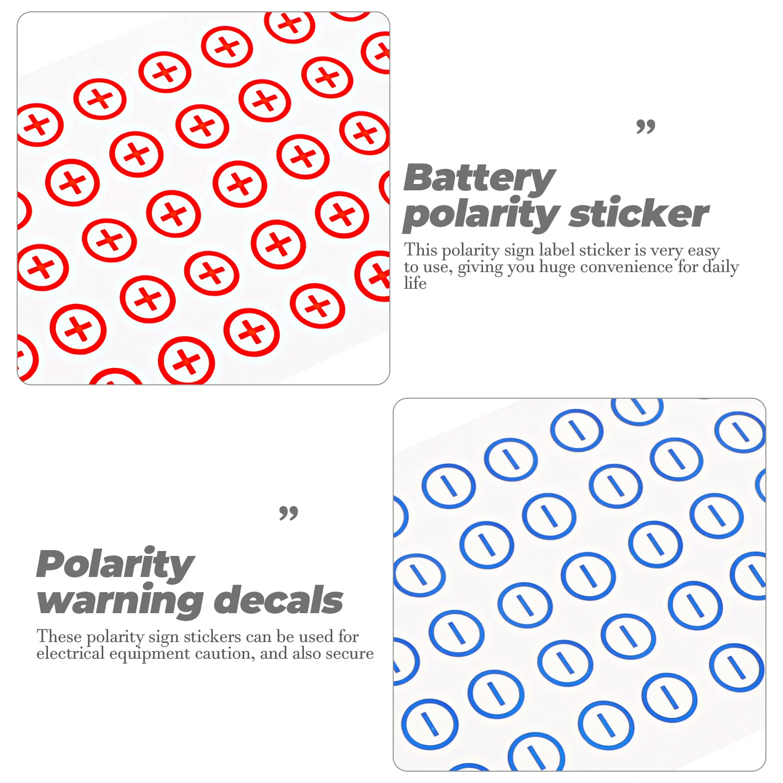 120 Pcs Diameter 12mm Phone Stickers Car Decals Electric Panel Labels Polarity Warning