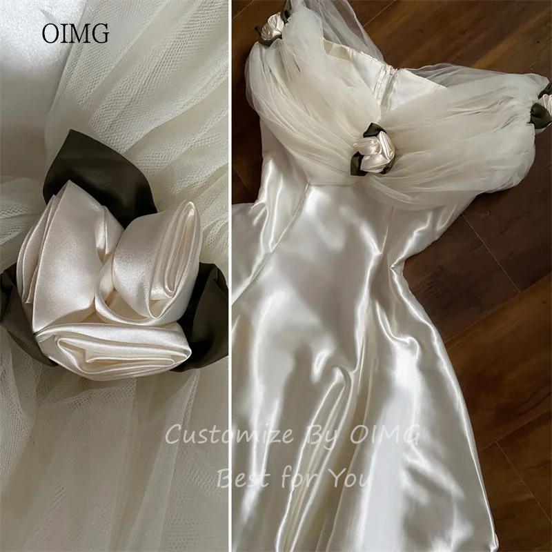 OIMG Elegante al largo della spalla Una linea Abiti da ballo Fiori in raso Abito da festa Lunghezza pavimento Abito da sera Abiti da gala Personalizzato