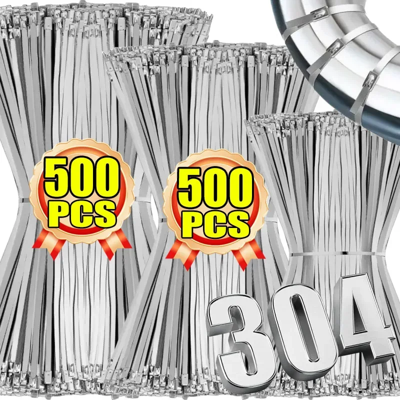 

Metal Cable Ties Stainless Steel Self Locking Fastening Rings Heavy Duty Cables Tie Strap Exhaust Wrap Organizer For Home Office