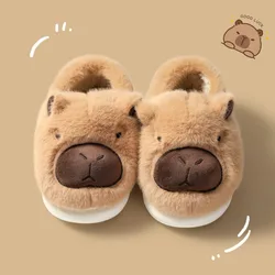 36-41 Size Capybara Cotton Slippers Half Wrap Heel Home Soft Non-slip Warm Breathable Indoor Plush Shoes Couple Slippers