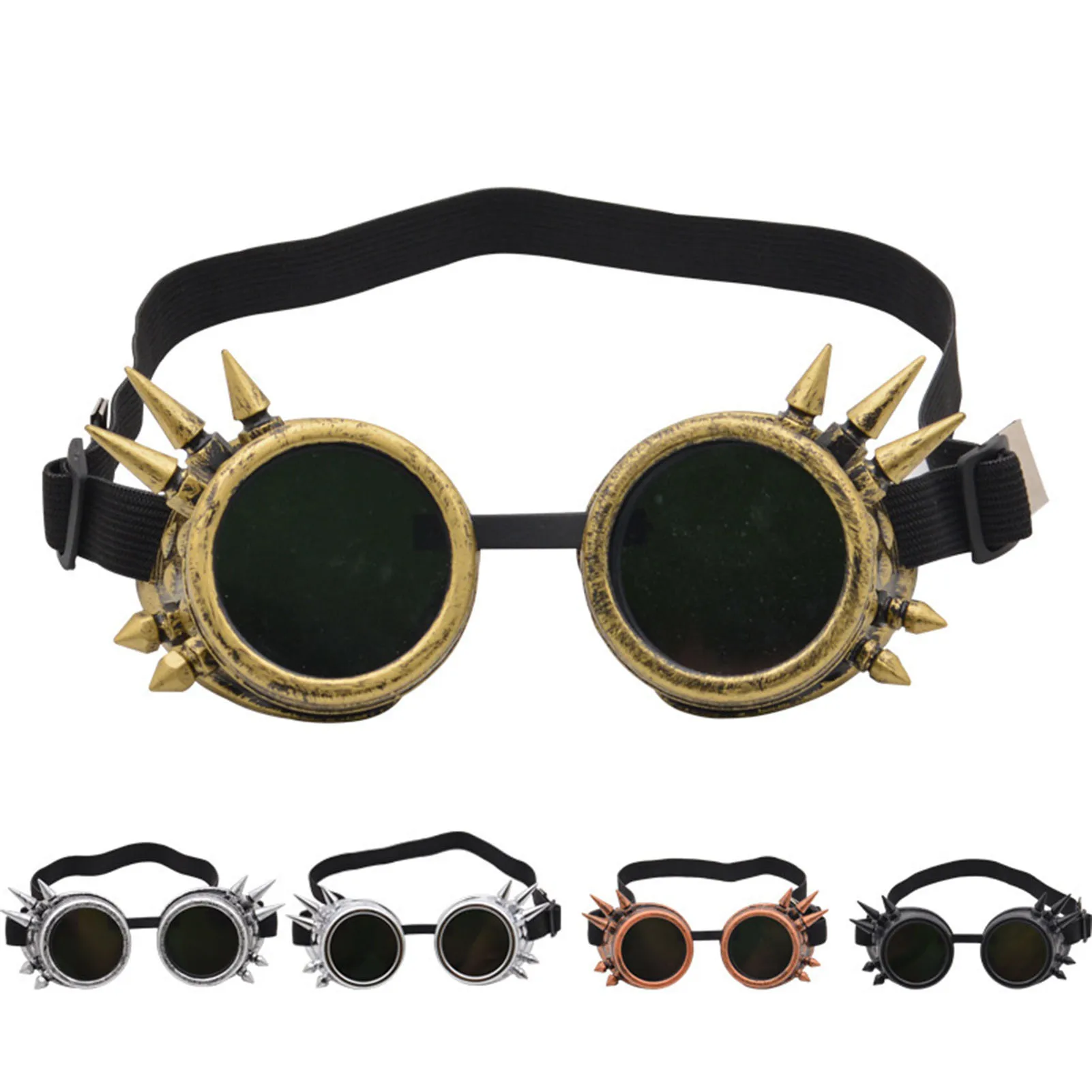 Fashionable Steampunk Goggles Colored Lenses & Ocular Loupe Rechangeable Lens Halloween Face Mask