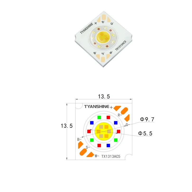 

1pcs TX-1313RGBWS20 20W RGBWW 5-in-1 COB LED Chip For Stage Light Spotlight Downlight Lighting Accessories
