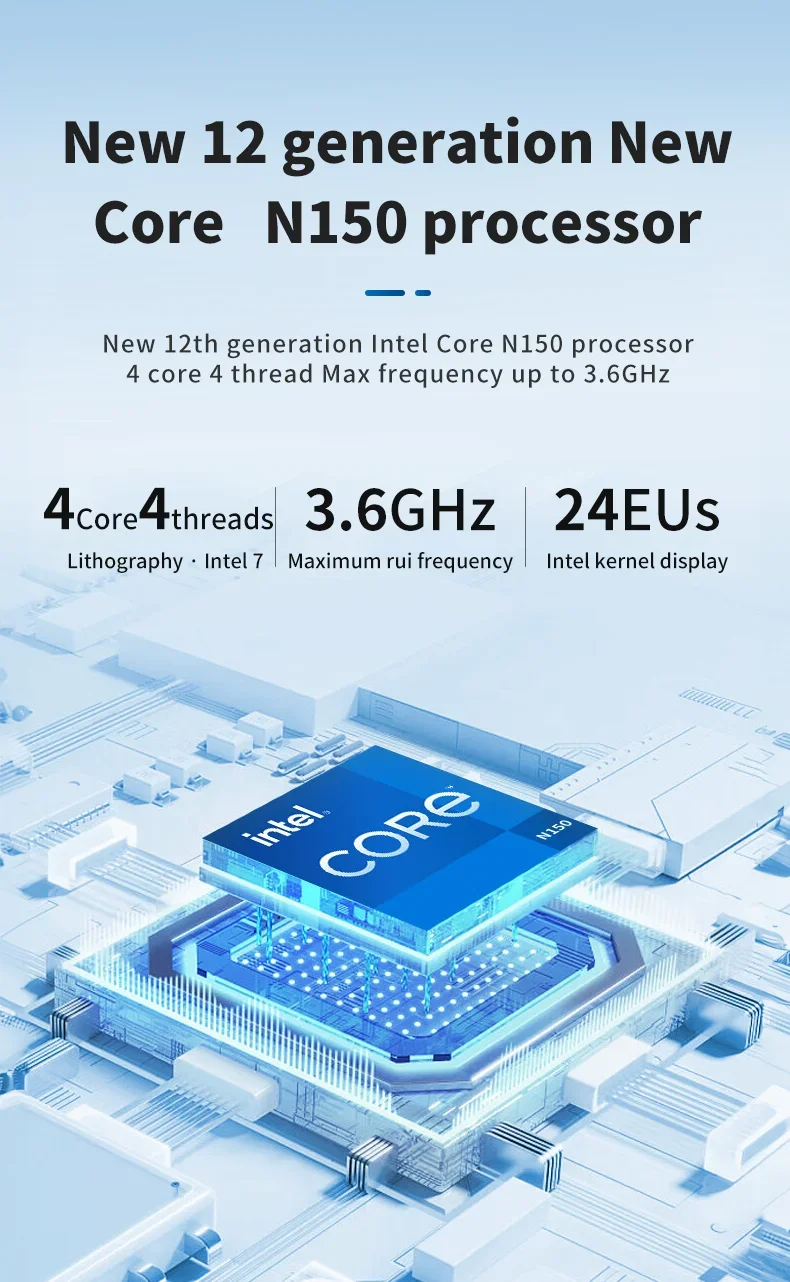 ZX05 Intel Twin Lake N150 MINI PC Windows 11 Pro LPDDR5 12GB 512GB M.2 2280 SSD Wifi6 BT5.2 RJ45 4K HD Desktop Gaming Computer