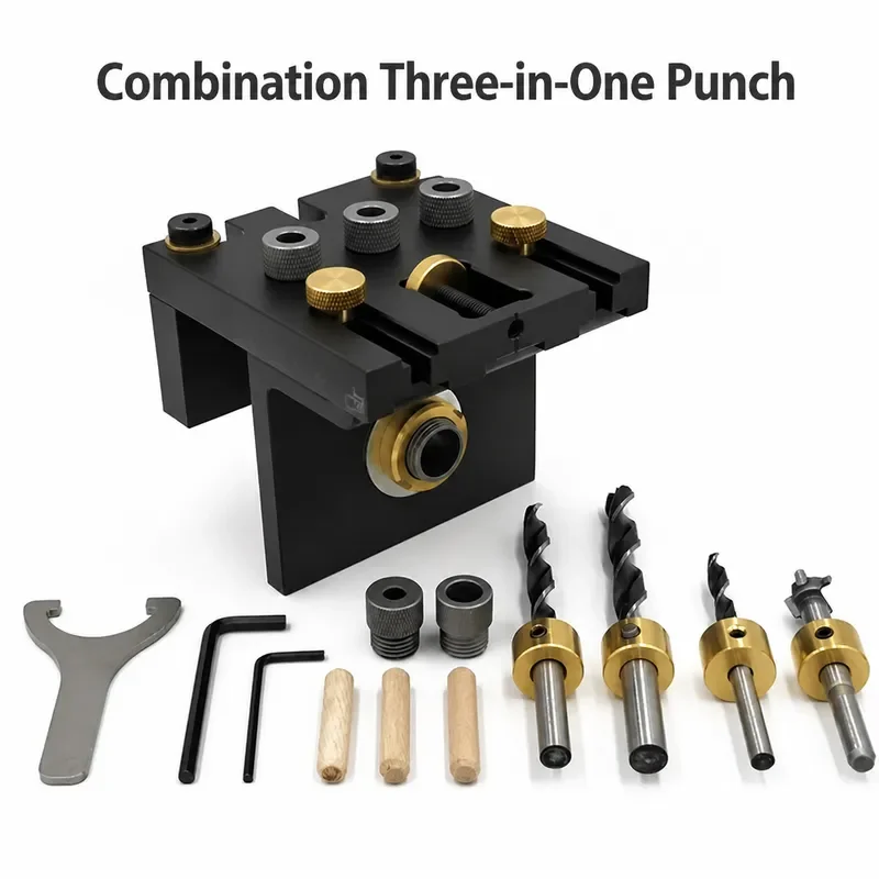 3-in-1 Woodworking Dowel Jig, Self-Centering Doweling Tool for Furniture Hole Alignment, Wood Dowel Drill Guide