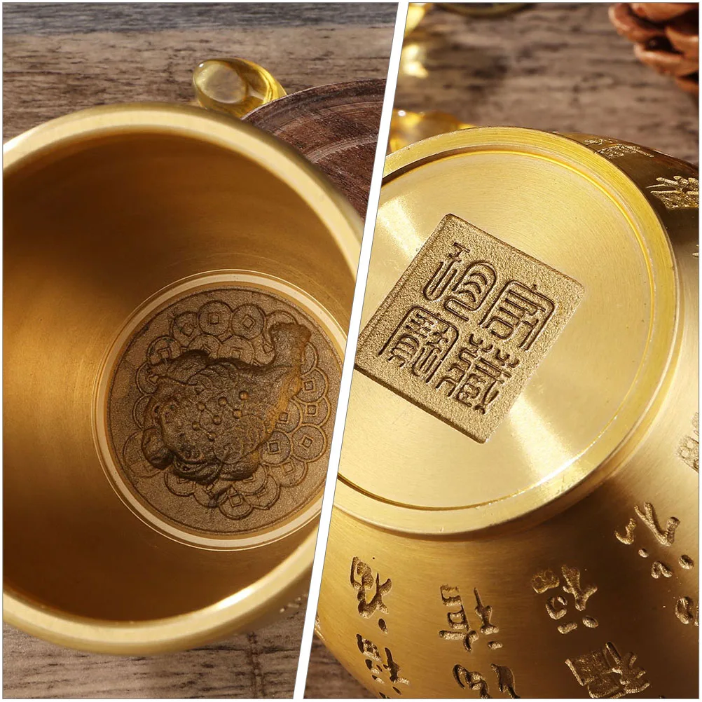 

Feng Shui Small Treasure Basin Wealth Fortune Money Bowl Chinese Style Brass Home Office Shop Decor Kitchen Bar Item
