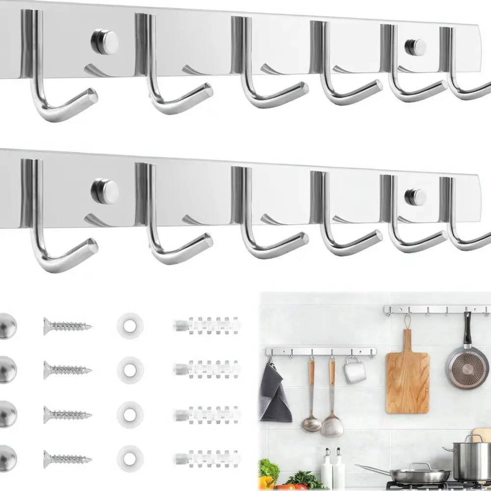 Versatile Stainless Steel Hanging Rack Wall Mounted Hook For Home Kitchen Bathroom Towel Garment Organizer
