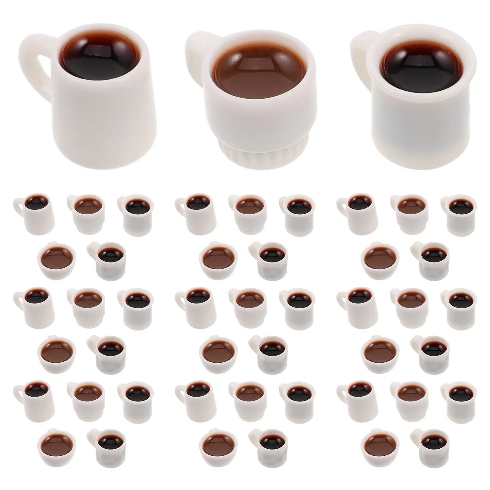 

50Pcs Miniature Coffee Cups Resin Mini Coffee Mug Sets Realistic Tiny Drink Decorations Dollhouse Kitchen Accessories Keychain