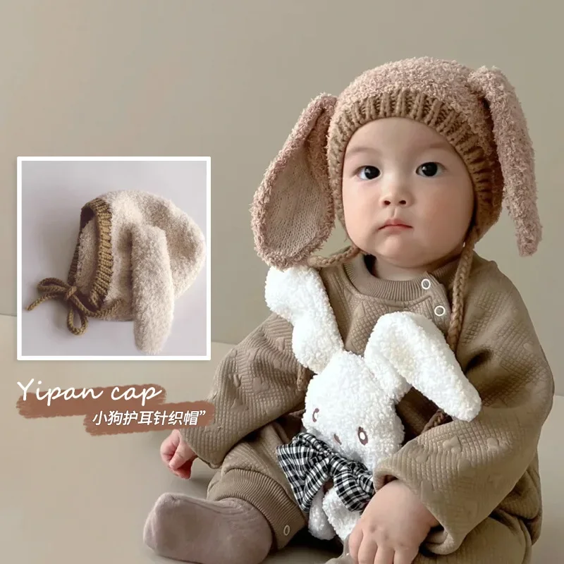 Gorro con orejas de animales de dibujos animados para niños, gorro cálido para recién nacidos, gorro de felpa, accesorio de fotografía para bebés,