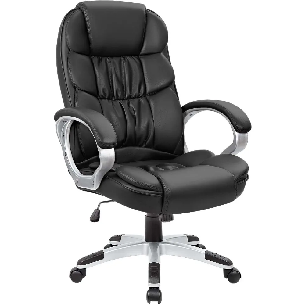 Office Chair High Back Computer Desk, PU Leather Adjustable Height Modern Executive Swivel Task Chair, Offices Chairs