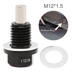 M12 x1.25 Magnetic Oil Pan Drain Plug Aviation Aluminum with Crush Washer Gasket Fit for Toyota / Nissan / Infiniti  / Lexus