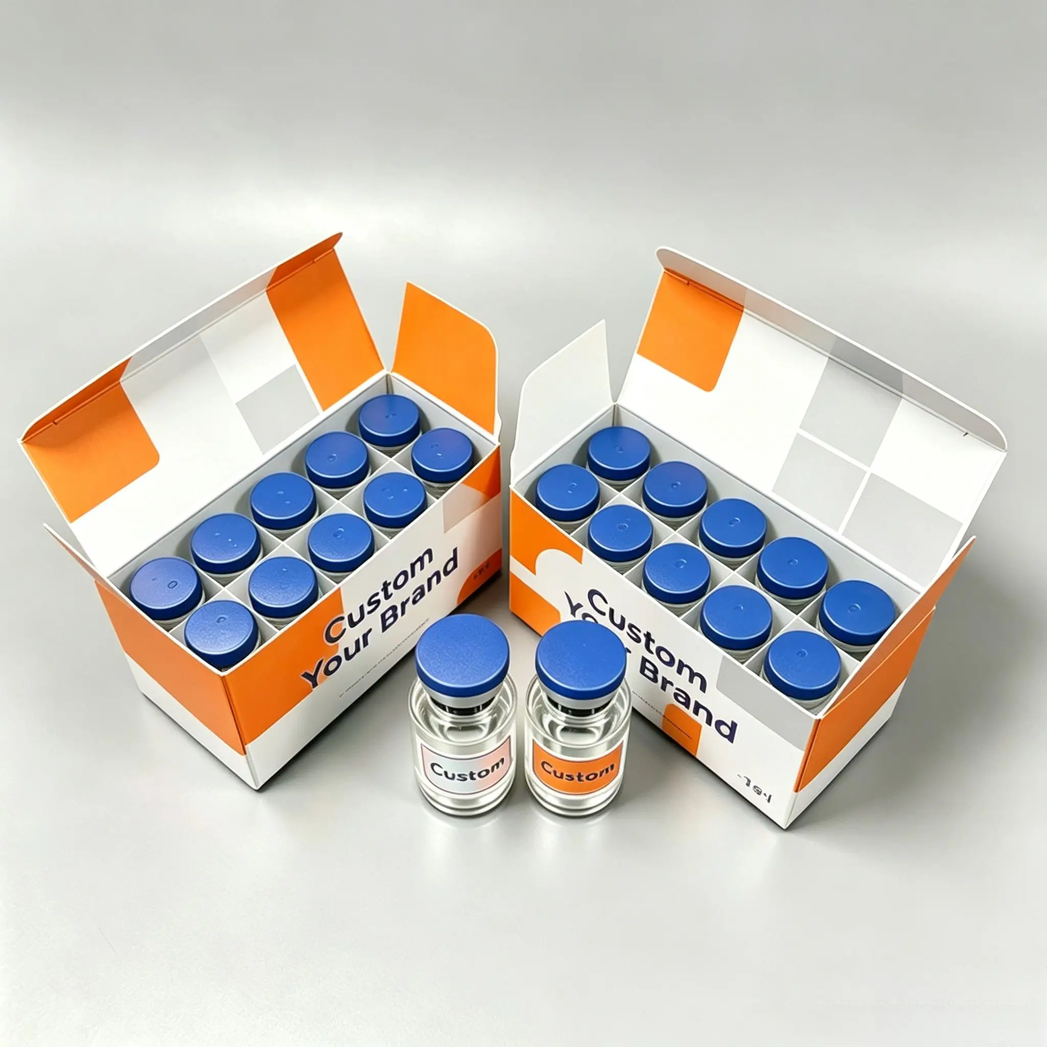 Clear Waterproof Vinyl Peptide Vial Stickers Custom Print Matching Label Boxes For Cosmetic Fitness Supplement Bottles 3ml 10ml