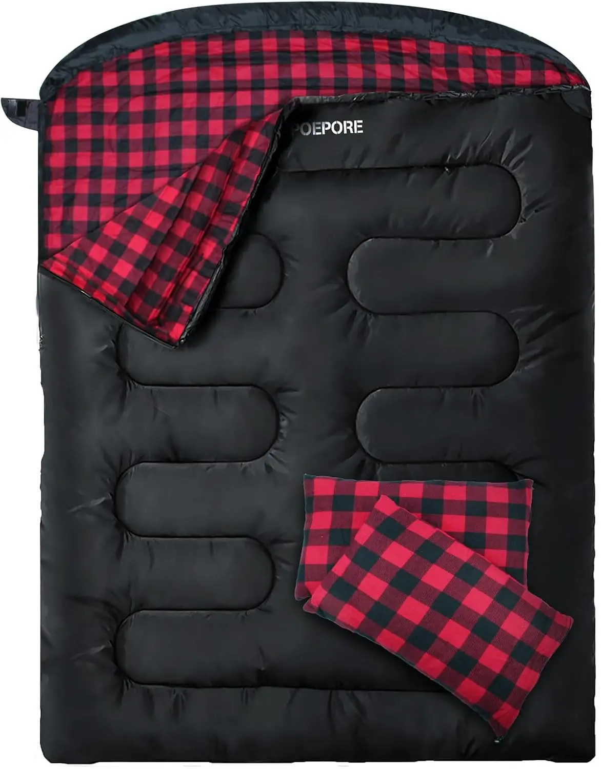 

Sleeping Bag Flannel for Adults with 2 Pillows 2 Person Sleeping Bags Camping XXL Queen Size Two Person Sleeping Bag for Cold