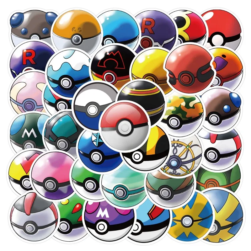 Pokémon Graffiti dos desenhos animados Etiqueta, Pokémon Ball, Mala, Água Cup, Papelaria, Frigorífico, Telefone móvel, Decoração DIY, 50Pcs