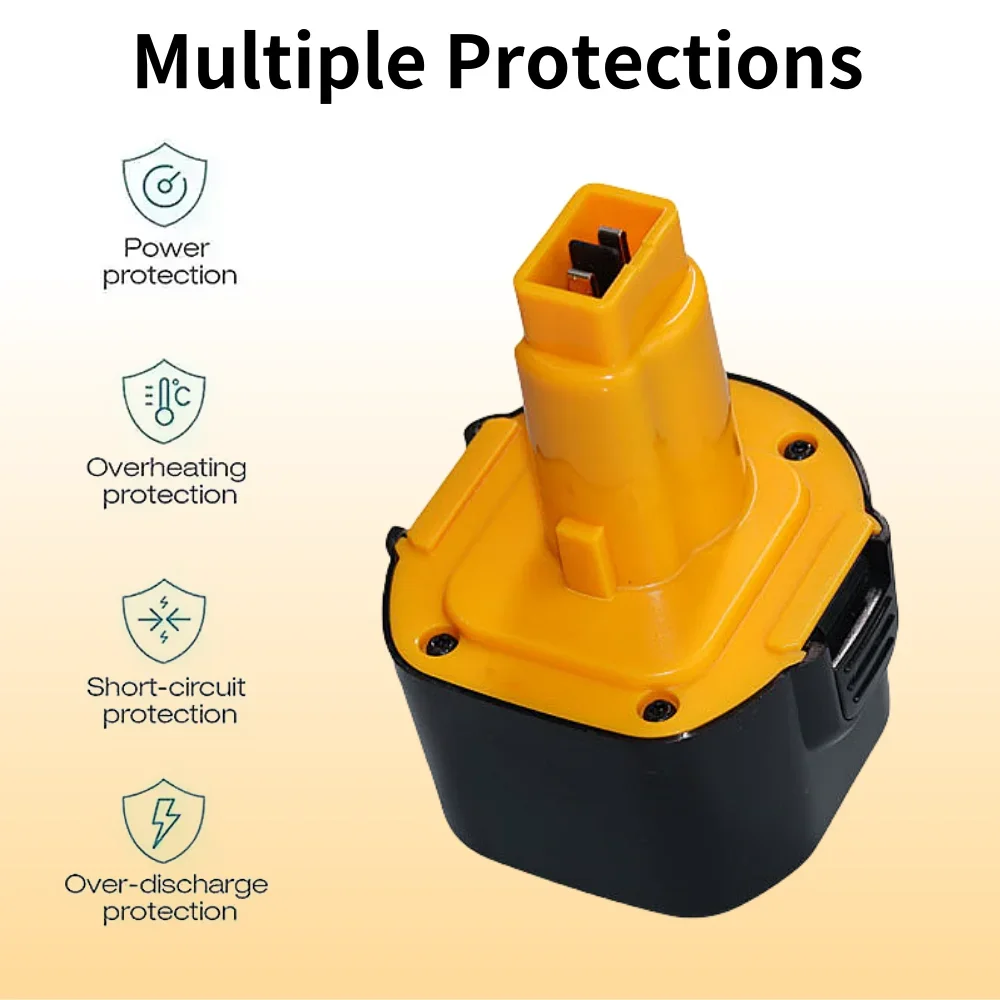 Per Dewalt 9.6V Batteria per elettroutensili 4800mAh Ni-MH Batteria di ricambio DE9061 DE9062 DW9061 DW9062 DE9036 DW911 DW921 DW9614