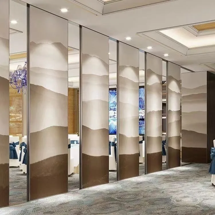 Electric Smart Wood Veneer Folding Movable Partition Panel Wall For Office Operable Room Divider Wall For Hotel Banquet