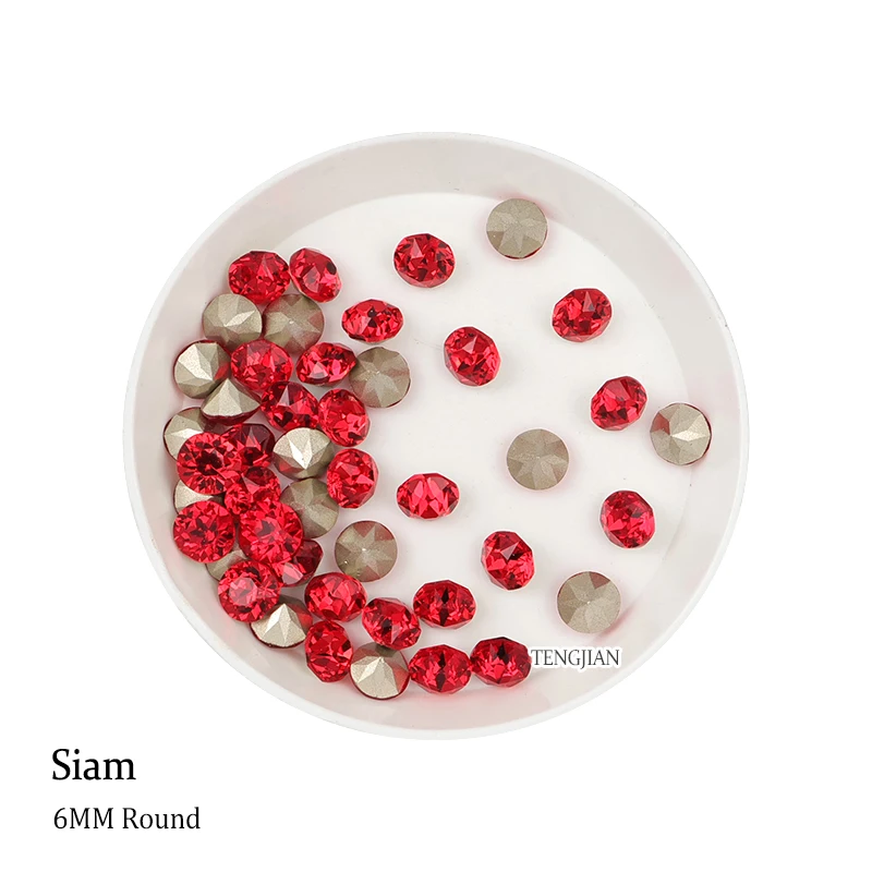 Hot 6MM Round Pointed Bottom Rhinestone K9 Glass Manicure Crystal Nail Art Rhinestone Stone 3D DIY Decoration Diamond