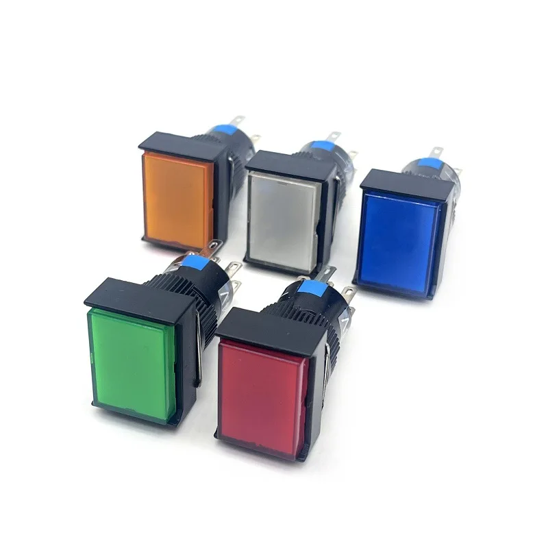 ABILKEEN 16MM AD16 Plastic Push Button Switch ON-ON Latching/Momentary with LED Illuminate Square/Round/Rectangle Head Button