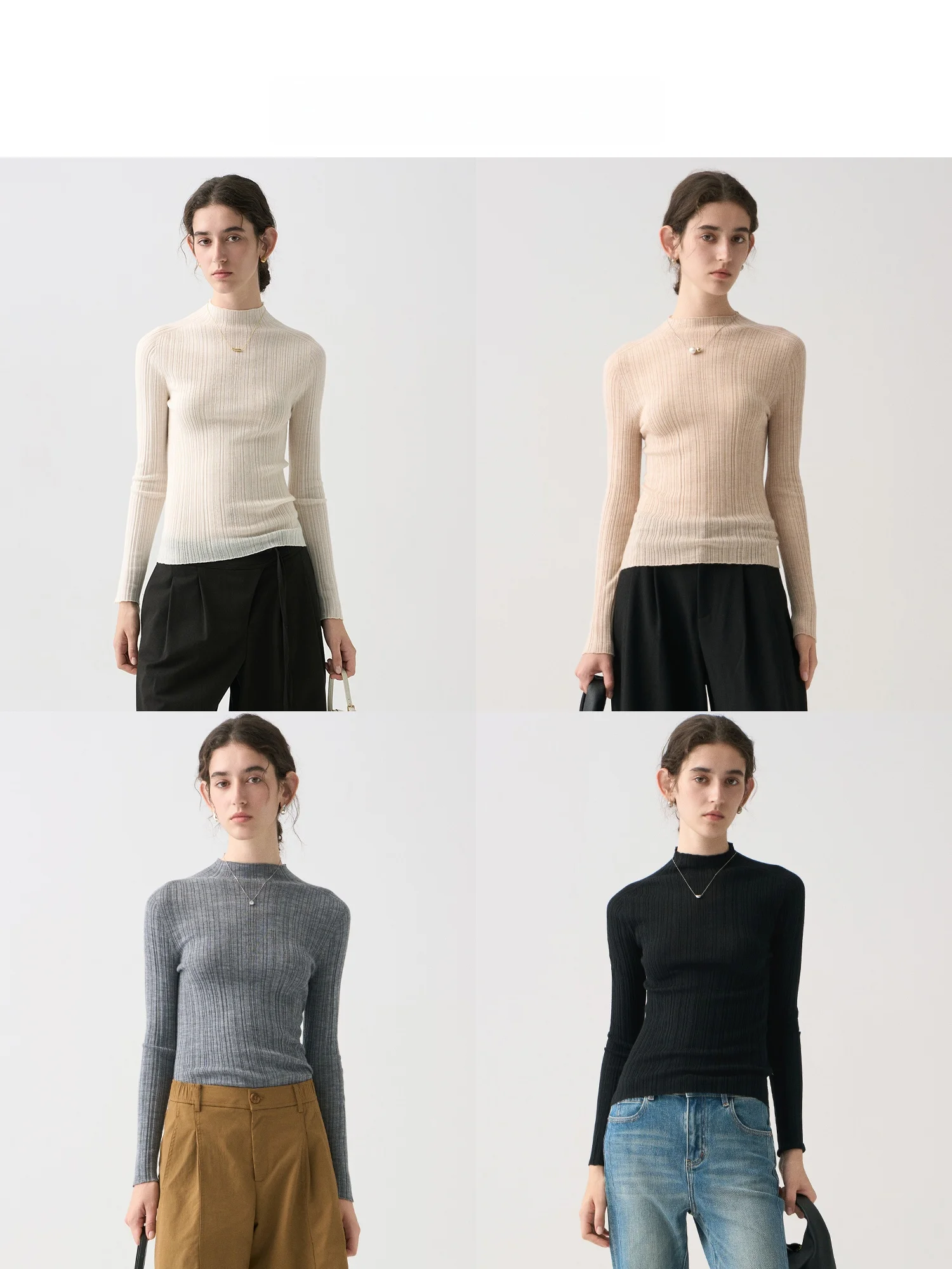 Ruiqia Jie | Elegant Cashmere Knitwear round Neck Pullover Slim Fit Commute Versatile Base Layer Women's Fashion Wool Blend