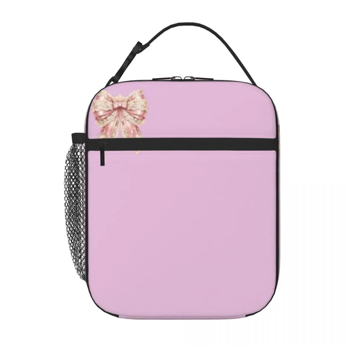 Bestselling Ribbon Pink Hip Hop Canvas Lunch Bag Auto Travel Insulated Lunch Bag