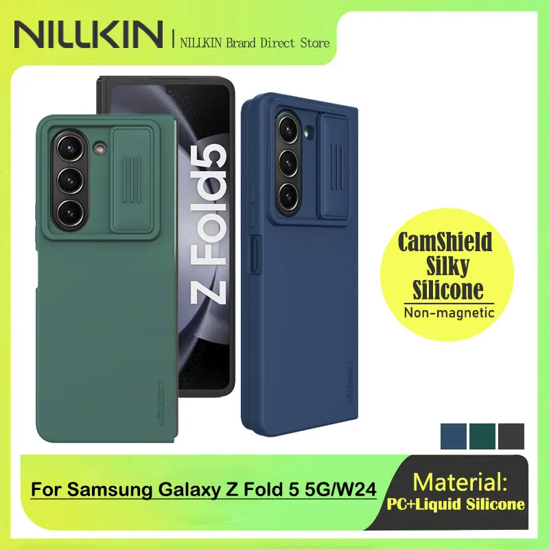 

NILLKIN Silky Silicone Case for Samsung Galaxy Z Fold 5, W24, Soft Touch Silicone, Dual Material Protection, Privacy Lens Cover