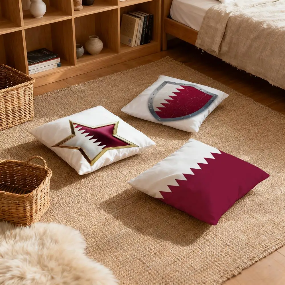 Pillow Case luxurious home office, sofa decorative Multi sized car seat cushions, pillowcases Qatar flag map logo