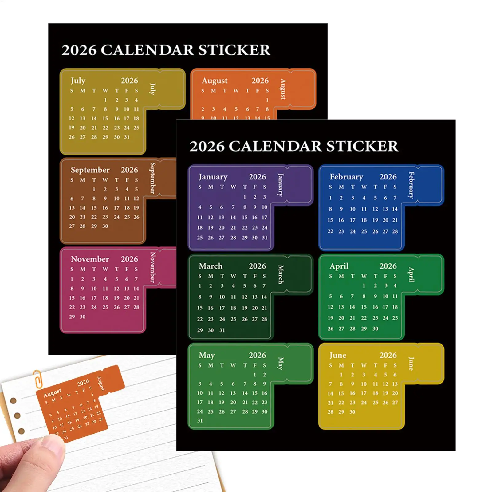 

2026 Monthly Calendar Index Sticker 2 Sheets Labels Adhesive Monthly Planner Stickers For Notebook Scrapbooking Schedule Planner