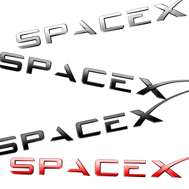 ABS Kunststoff 3D Auto Körper Kotflügel Seite Emblem Aufkleber Dekor Für SpaceX Brief Logo Hinten Stamm Abzeichen Aufkleber Zubehör