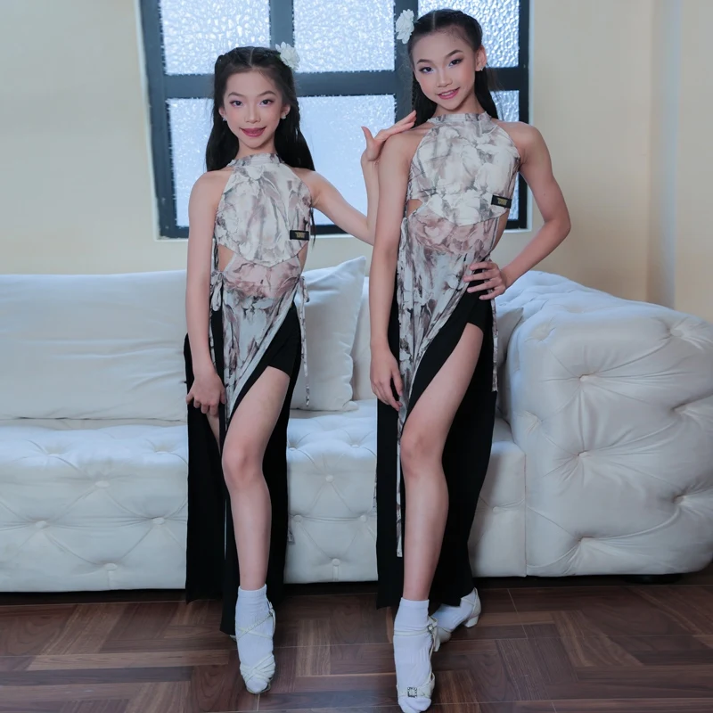 

Новое латинское платье для девочек в китайском стиле, латинское сценическое шоу, наряд для бальных танцев, стандартный танцевальный костюм, платье с принтом в стиле ретро 3893