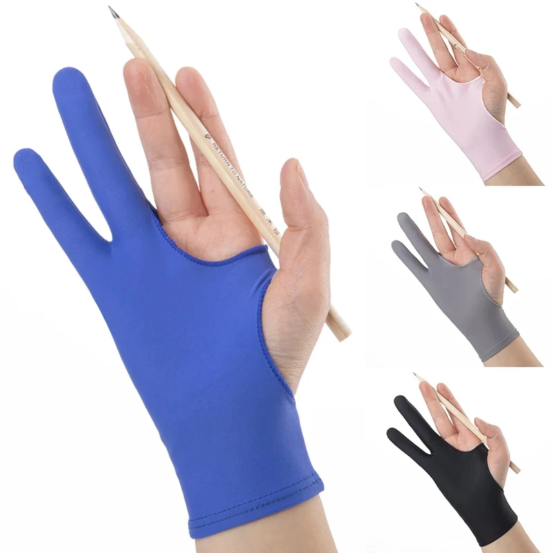 1/2pcs Two-Fingers Anti-touch Painting Glove For Drawing Tablet Right and Left Glove Anti-Fouling For iPad Screen Board