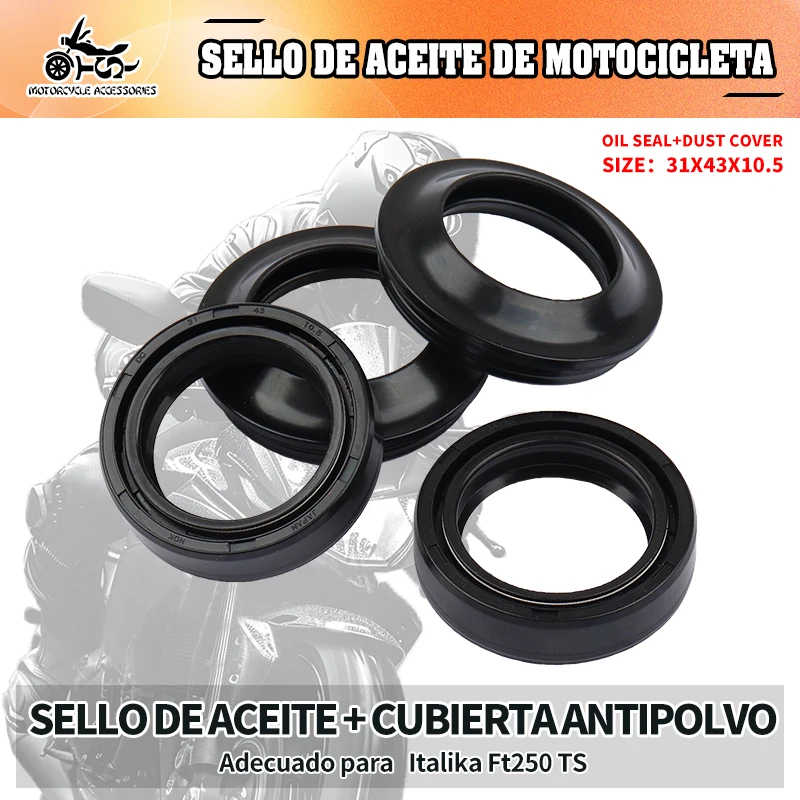SJ 31X43X10.3/10.5mm accesorios de motocicleta amortiguador de horquilla delantera sello de aceite y cubierta antipolvo impermeable para Italika Ft250 TS
