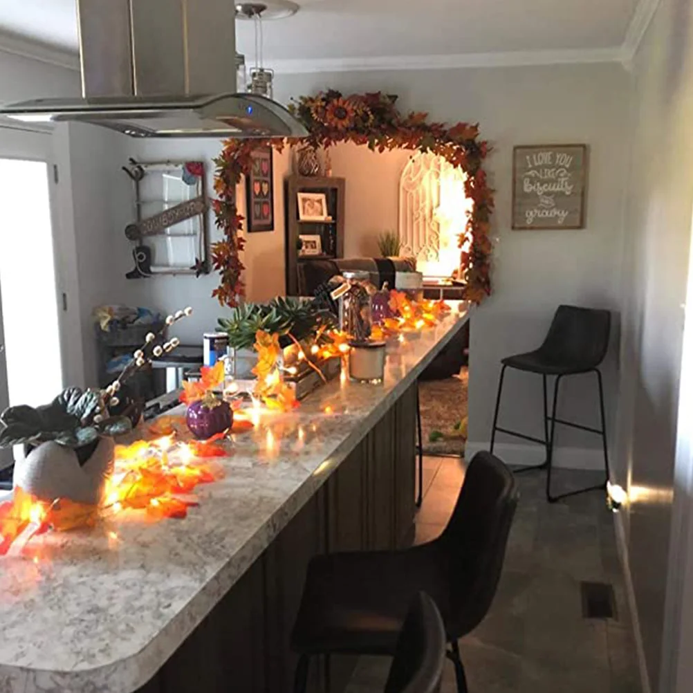 

2Pcs Simulation Maple Leaf Rattan Autumn Home Decor Fall Festive Party Wedding Hanging Wall nament Premium Eco