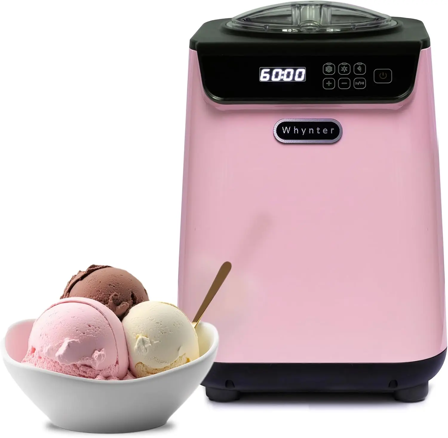 

Ice Cream Maker Machine Automatic 1 28 Qt Upright with Built In Compressor LCD Digital Display Timer No Pre Freezing ICM