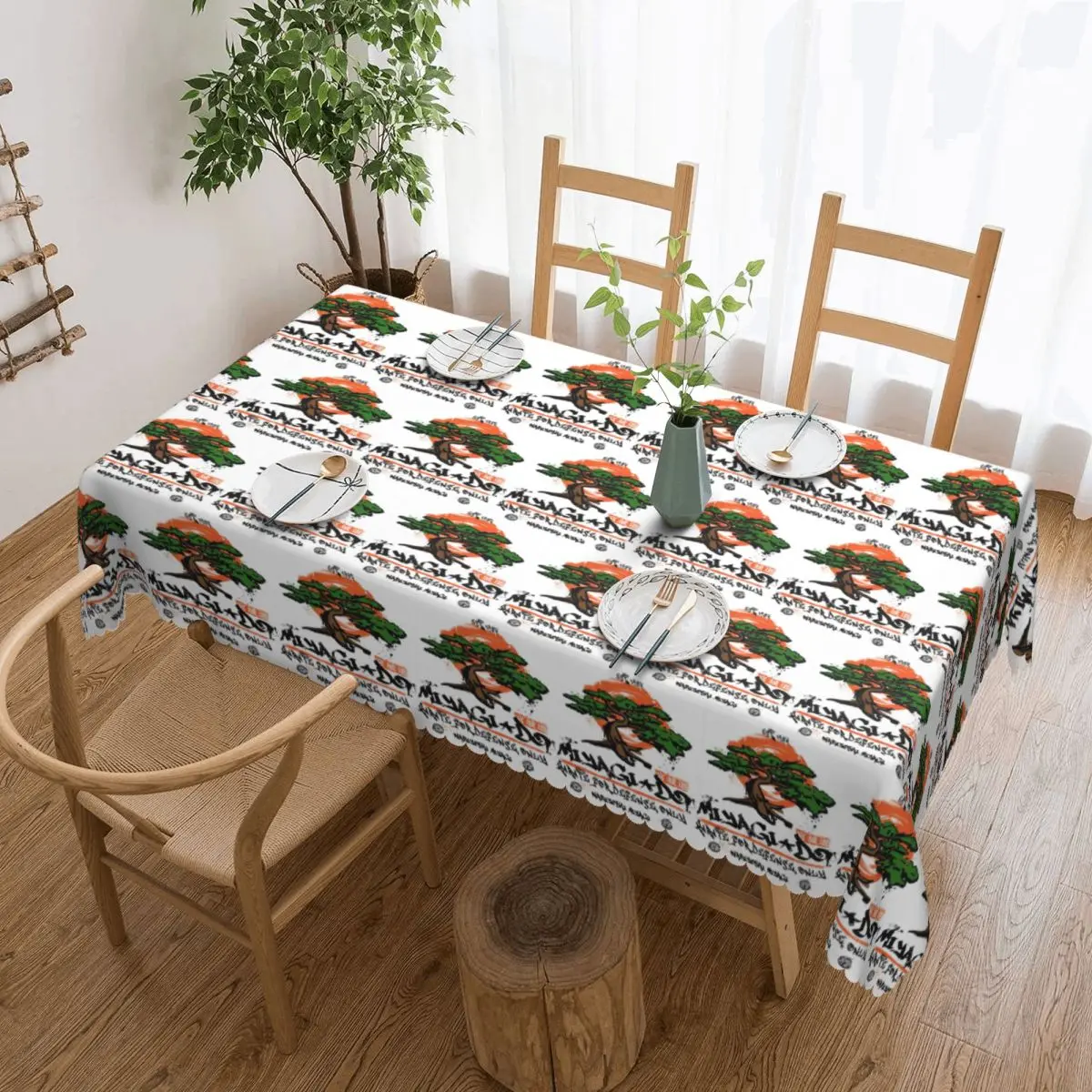 Miyagi Do Karate Custom Rectangular Tablecloth Oilproof Table Cover for Dining Events Table Cloth
