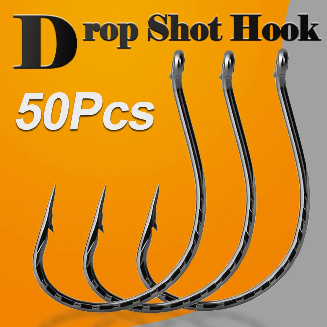 50Pcs Drop Shot Hook Worm Hook Fishing Hooks Drop Shot Rig High Carbon Steel Freshwater Fishing for Bass Perch Catfish