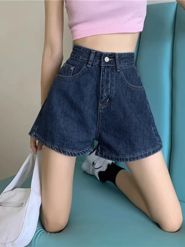 Sweet Denim Shorts Summer Women Casual Lace Bottoms Short Pants Streetwear Chic Shorts Girly High Waist Loose Wide Leg Pants