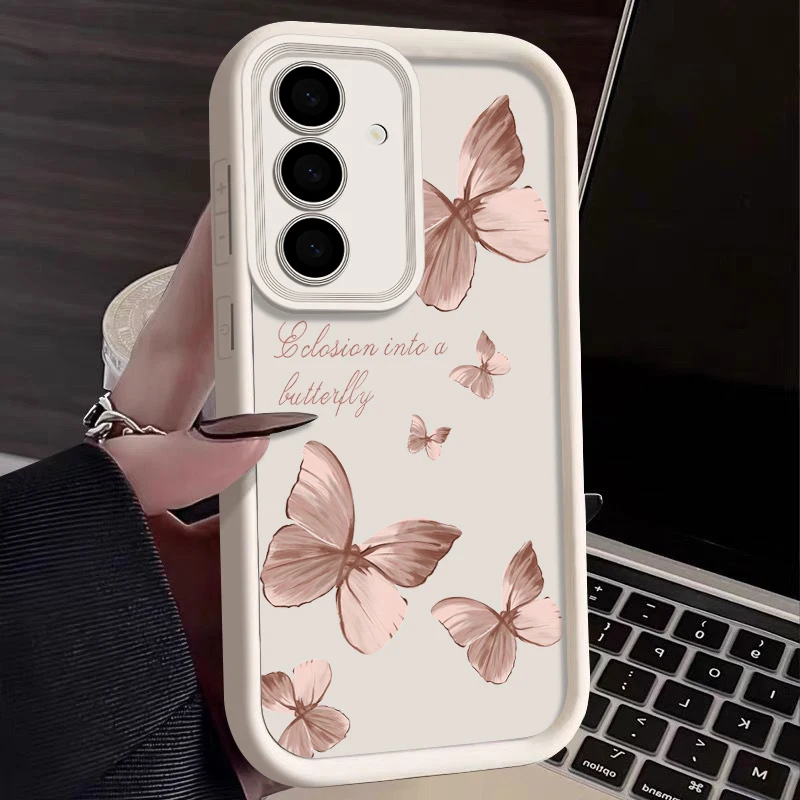 Retro Schmetterling-Print Handyhülle für Samsung Galaxy A57 A37 A27 A17 A56 A55 A54 A15 S26 S23 S24 S25 Ultra Plus S24 FE Weiche Schutzhülle