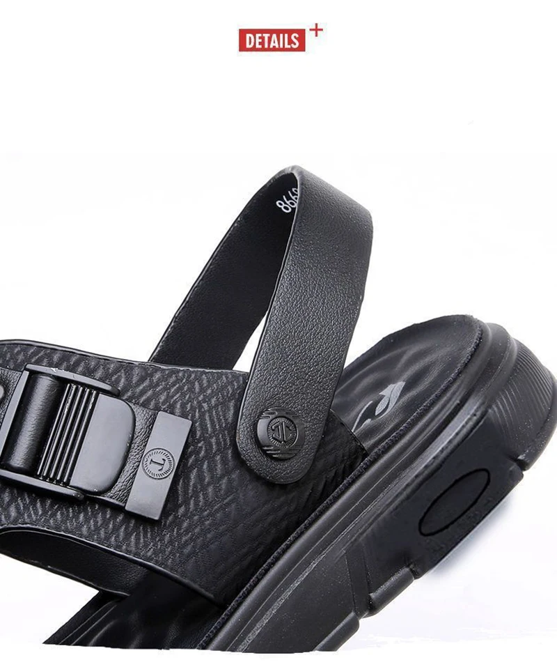 Oulylan Summer Men's Genuine Leather Sandals Fashion Casual Non slip Large Hollow Breathable Sandals Male Beach Shoes