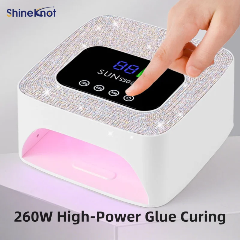 SHINEKNOT 260W High-Power Wireless Rechargeable Nail Lamp Nail Dryer Quick-Dry UV Curing Light Nailart LED Light Therapy Machine